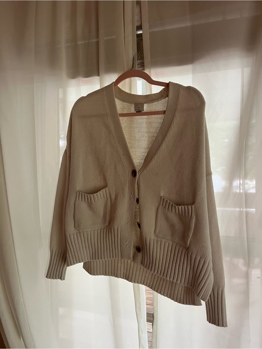 a new day Cream Ribbed Button Cardigan